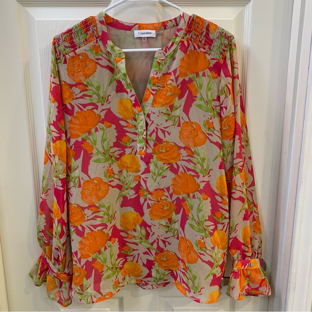 Calvin Klein Floral Chiffon Top